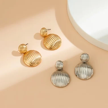 Vintage Earrings Striped-Round